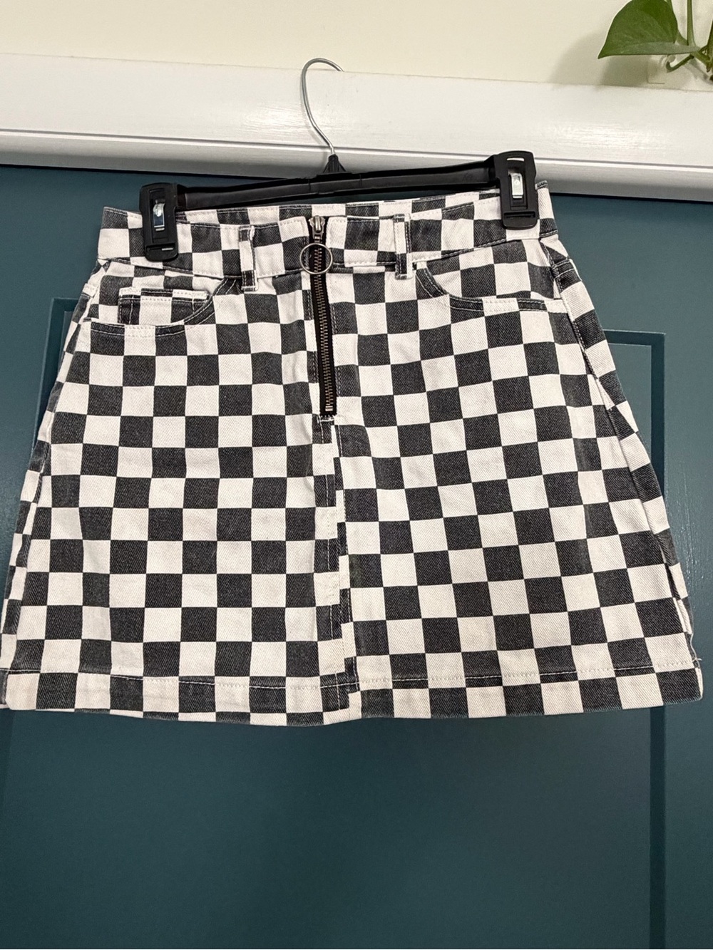 BDG Urban Outfitters Black & White Checkerboard Zip Mini Skirt